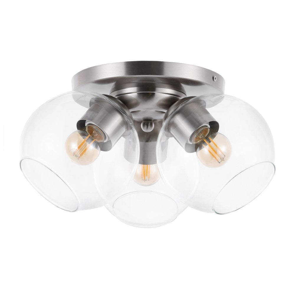 Franklin 11.5" Farmhouse Rustic Iron/Glass LED Semi Flush Mount