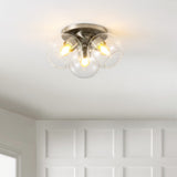Franklin 11.5" Farmhouse Rustic Iron/Glass LED Semi Flush Mount