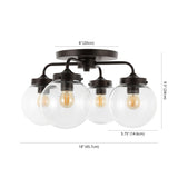 Jana 18" Farmhouse Rustic Iron/Glass LED Semi Flush Mount