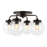 Jana 18" Farmhouse Rustic Iron/Glass LED Semi Flush Mount
