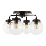 Jana 18" Farmhouse Rustic Iron/Glass LED Semi Flush Mount