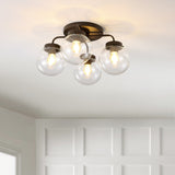 Jana 18" Farmhouse Rustic Iron/Glass LED Semi Flush Mount