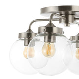 Jana 18" Farmhouse Rustic Iron/Glass LED Semi Flush Mount