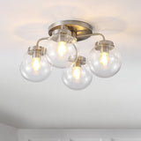 Jana 18" Farmhouse Rustic Iron/Glass LED Semi Flush Mount