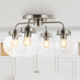 Jana 18" Farmhouse Rustic Iron/Glass LED Semi Flush Mount