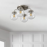Jana 18" Farmhouse Rustic Iron/Glass LED Semi Flush Mount