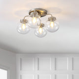 Jana 18" Farmhouse Rustic Iron/Glass LED Semi Flush Mount