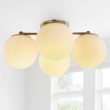 Rios 18" Bohemian Farmhouse Iron/Frosted Glass LED Semi Flush Mount