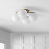 Rios 18" Bohemian Farmhouse Iron/Frosted Glass LED Semi Flush Mount