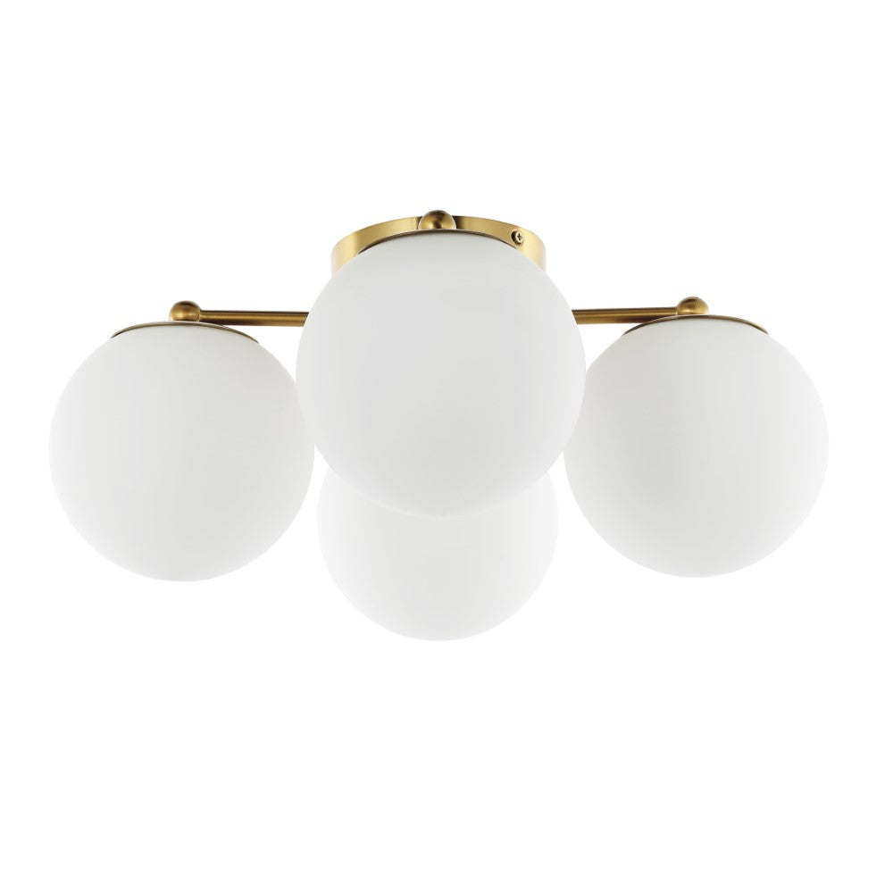 Rios 18" Bohemian Farmhouse Iron/Frosted Glass LED Semi Flush Mount