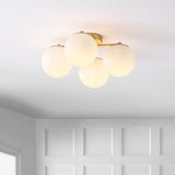 Rios 18" Bohemian Farmhouse Iron/Frosted Glass LED Semi Flush Mount