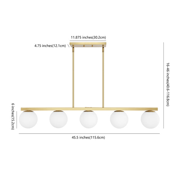 Dimension Image Brass Gold/White / 5 Light