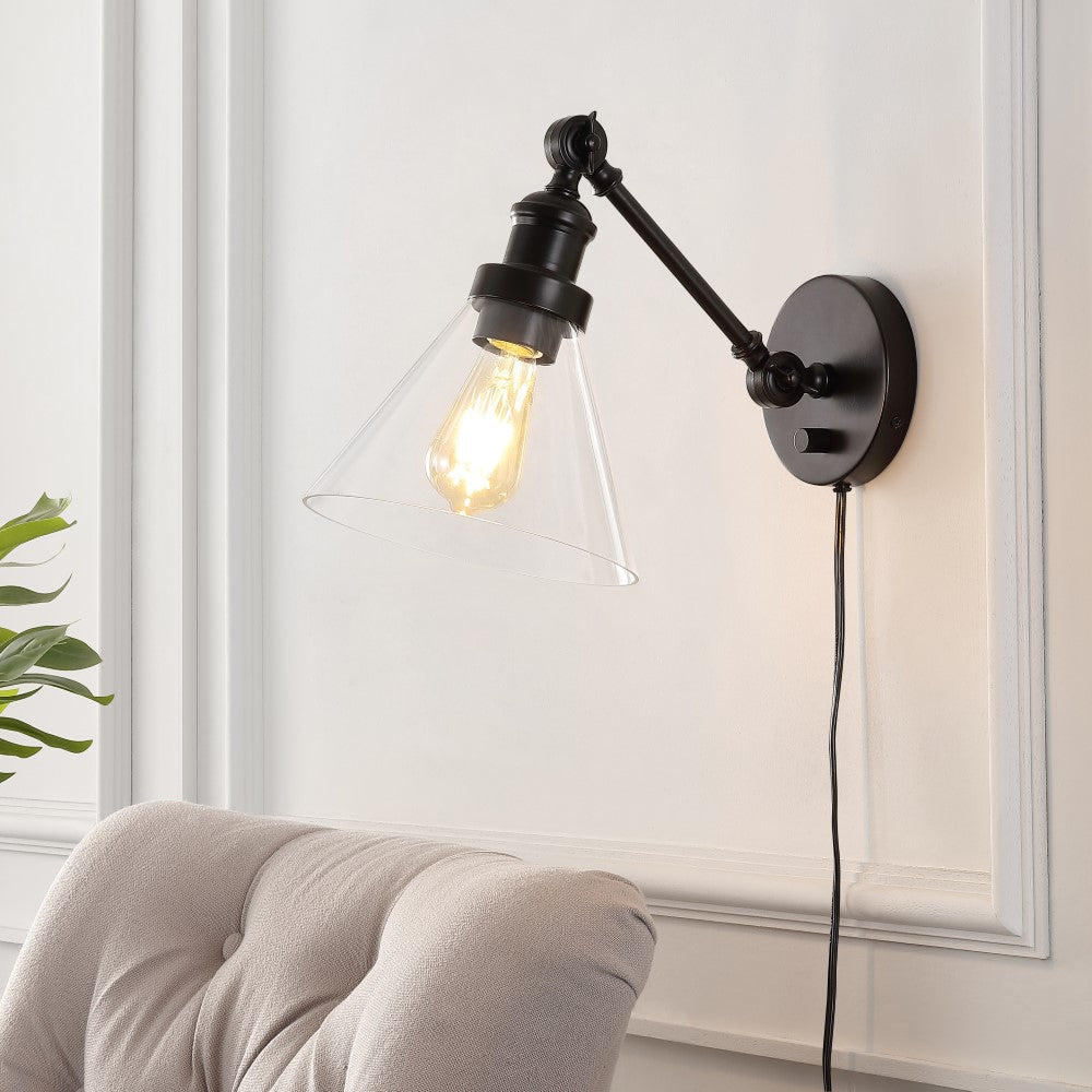 Fowler 8" Iron/Glass Adjustable LED Wall Sconce