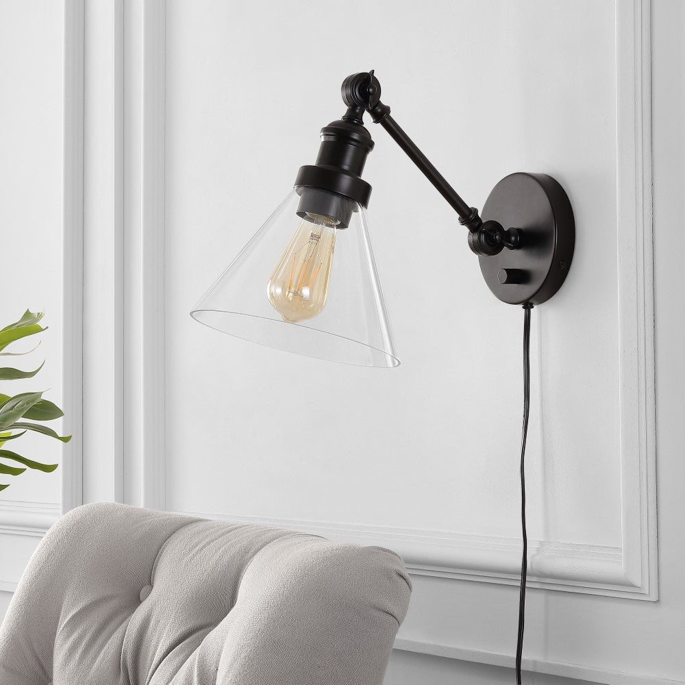 Fowler 8" Iron/Glass Adjustable LED Wall Sconce