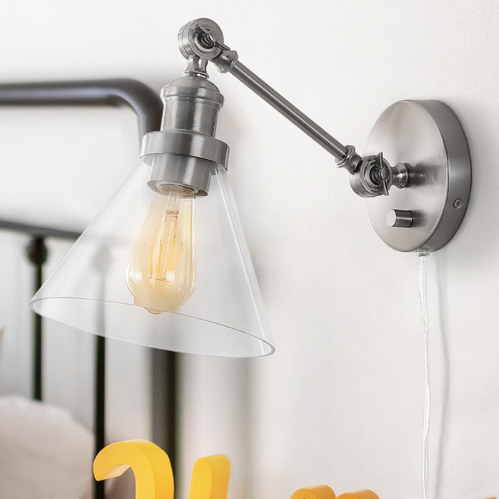 Fowler 8" Iron/Glass Adjustable LED Wall Sconce