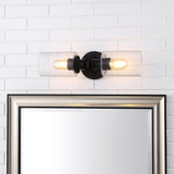 Spencer Edison 16.5" Cylinder Iron/Seeded Glass Farmhouse Contemporary LED Wall Sconce