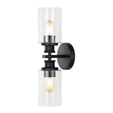 Spencer Edison 16.5" Cylinder Iron/Seeded Glass Farmhouse Contemporary LED Wall Sconce