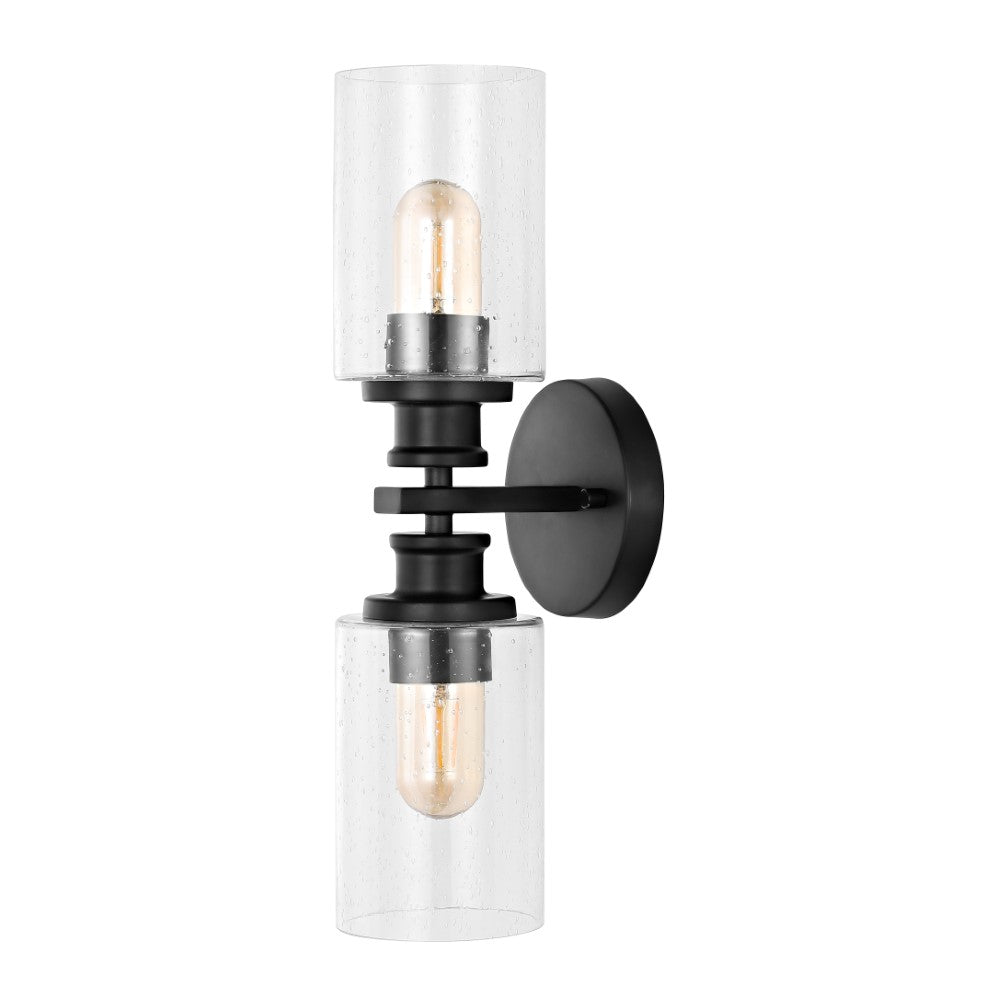 Spencer Edison 16.5" Cylinder Iron/Seeded Glass Farmhouse Contemporary LED Wall Sconce