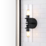 Spencer Edison 16.5" Cylinder Iron/Seeded Glass Farmhouse Contemporary LED Wall Sconce