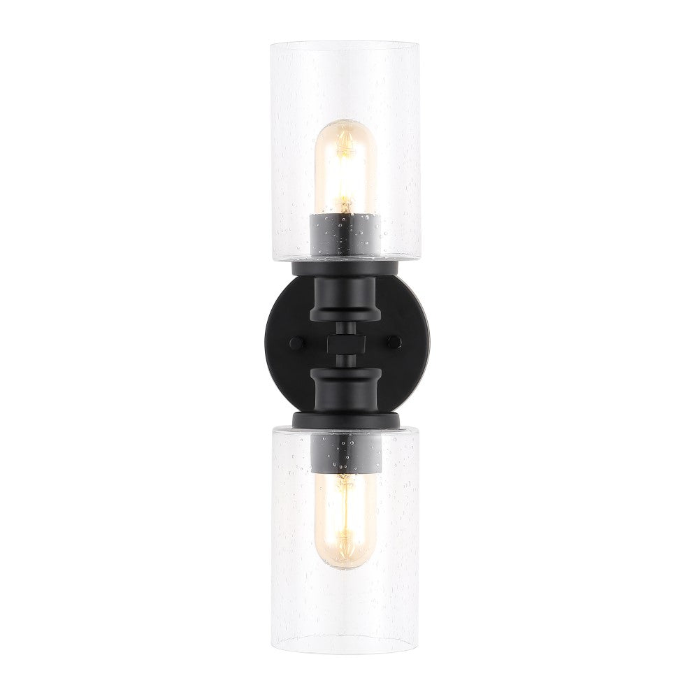 Spencer Edison 16.5" Cylinder Iron/Seeded Glass Farmhouse Contemporary LED Wall Sconce