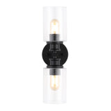 Spencer Edison 16.5" Cylinder Iron/Seeded Glass Farmhouse Contemporary LED Wall Sconce