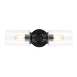 Spencer Edison 16.5" Cylinder Iron/Seeded Glass Farmhouse Contemporary LED Wall Sconce