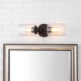 Spencer Edison 16.5" Cylinder Iron/Seeded Glass Farmhouse Contemporary LED Wall Sconce