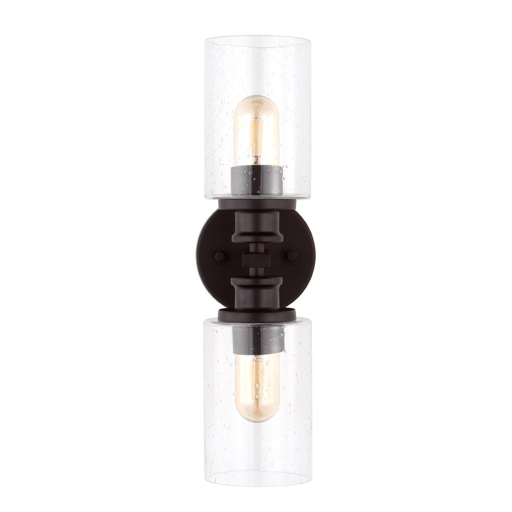 Spencer Edison 16.5" Cylinder Iron/Seeded Glass Farmhouse Contemporary LED Wall Sconce