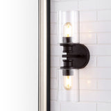 Spencer Edison 16.5" Cylinder Iron/Seeded Glass Farmhouse Contemporary LED Wall Sconce