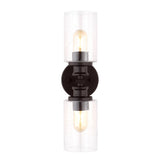 Spencer Edison 16.5" Cylinder Iron/Seeded Glass Farmhouse Contemporary LED Wall Sconce
