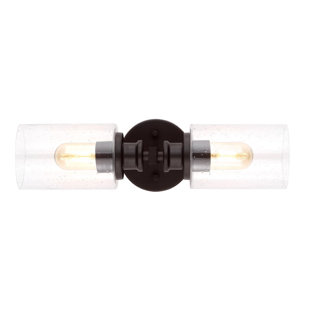 Spencer Edison 16.5" Cylinder Iron/Seeded Glass Farmhouse Contemporary LED Wall Sconce