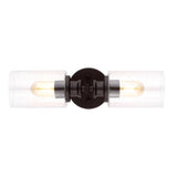 Spencer Edison 16.5" Cylinder Iron/Seeded Glass Farmhouse Contemporary LED Wall Sconce