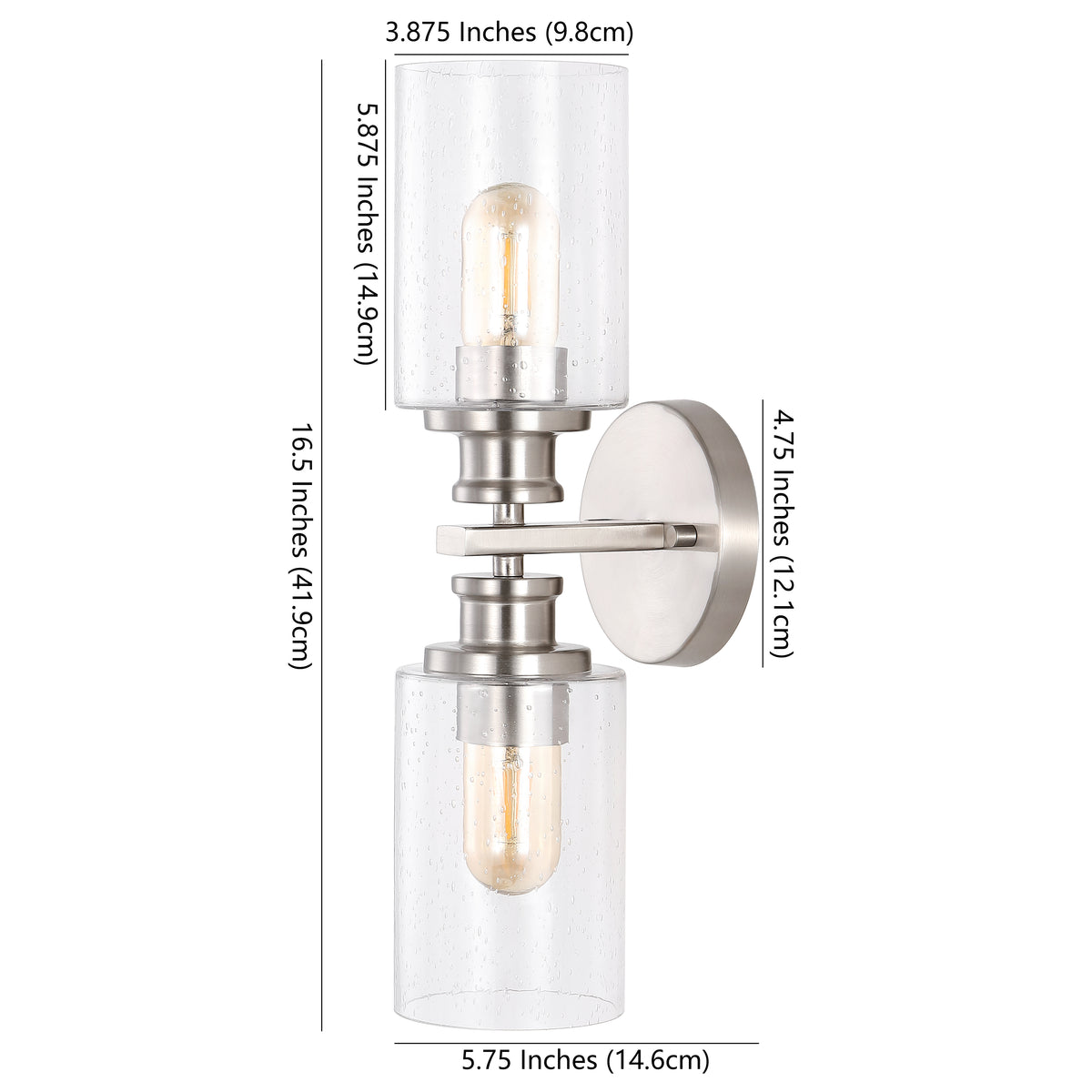 Spencer Edison 16.5" Cylinder Iron/Seeded Glass Farmhouse Contemporary LED Wall Sconce