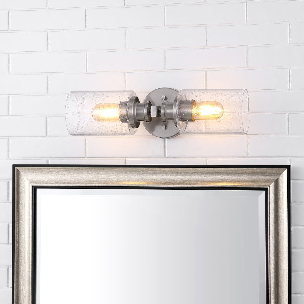 Spencer Edison 16.5" Cylinder Iron/Seeded Glass Farmhouse Contemporary LED Wall Sconce