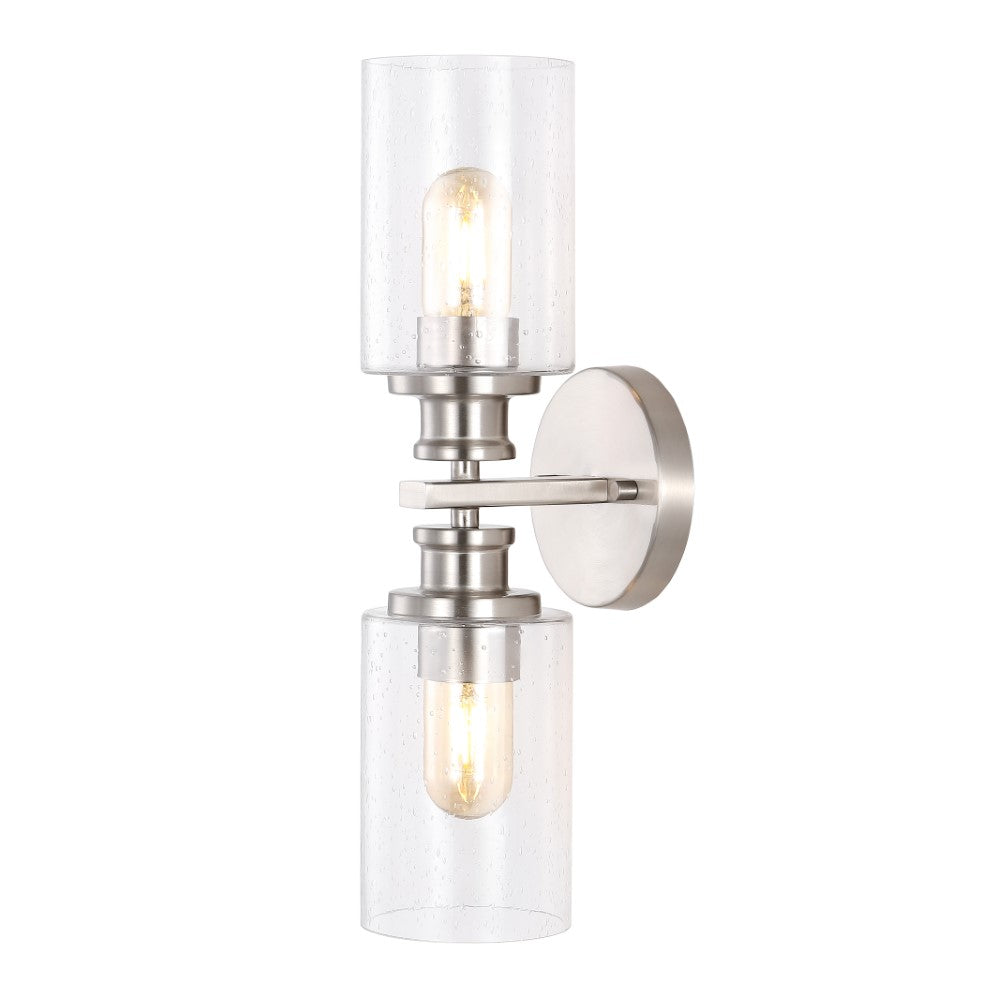 Spencer Edison 16.5" Cylinder Iron/Seeded Glass Farmhouse Contemporary LED Wall Sconce