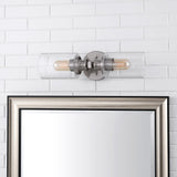 Spencer Edison 16.5" Cylinder Iron/Seeded Glass Farmhouse Contemporary LED Wall Sconce