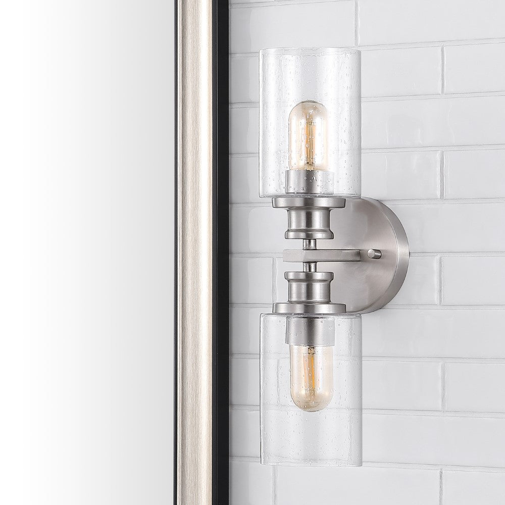 Spencer Edison 16.5" Cylinder Iron/Seeded Glass Farmhouse Contemporary LED Wall Sconce