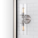 Spencer Edison 16.5" Cylinder Iron/Seeded Glass Farmhouse Contemporary LED Wall Sconce