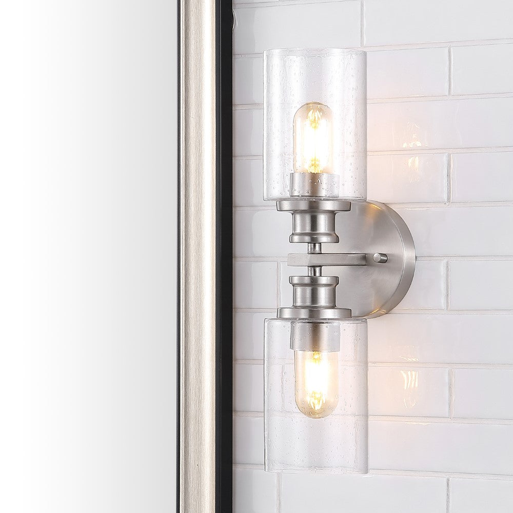 Spencer Edison 16.5" Cylinder Iron/Seeded Glass Farmhouse Contemporary LED Wall Sconce