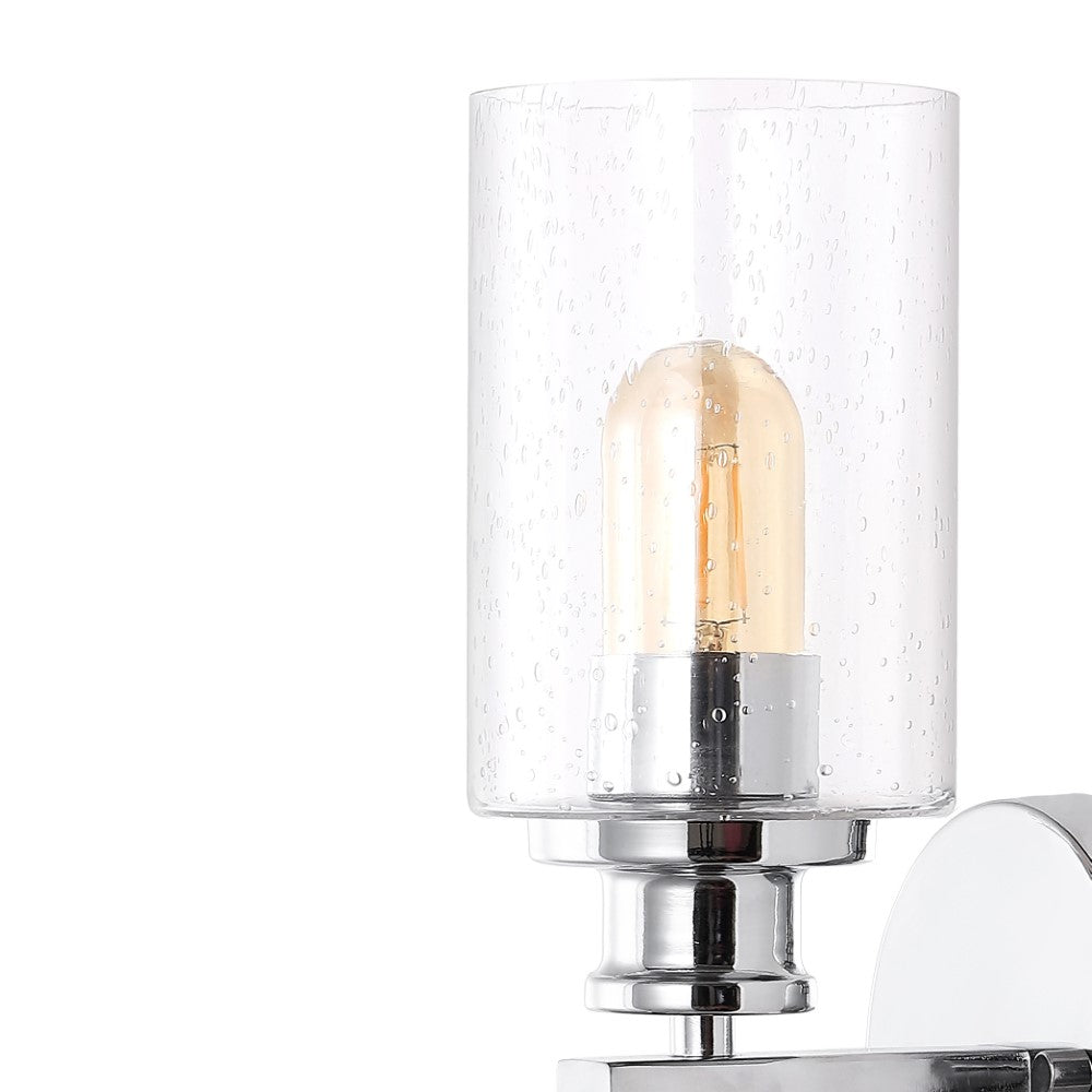 Spencer Edison 16.5" Cylinder Iron/Seeded Glass Farmhouse Contemporary LED Wall Sconce