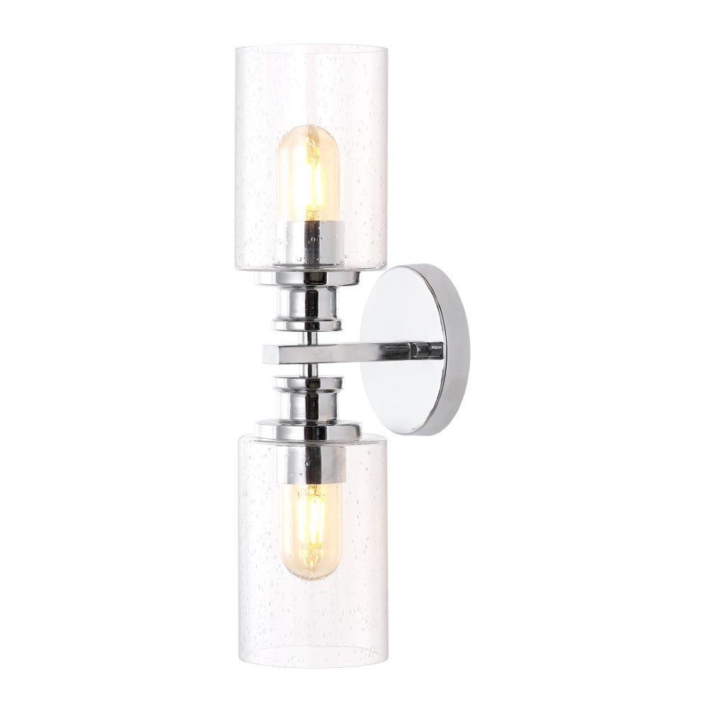 Spencer Edison 16.5" Cylinder Iron/Seeded Glass Farmhouse Contemporary LED Wall Sconce