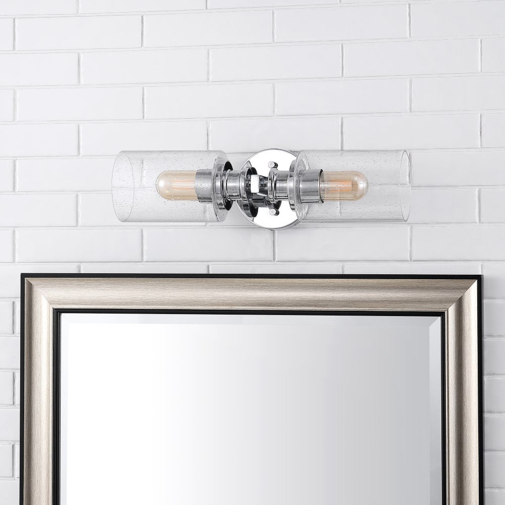 Spencer Edison 16.5" Cylinder Iron/Seeded Glass Farmhouse Contemporary LED Wall Sconce