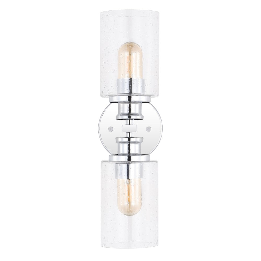 Spencer Edison 16.5" Cylinder Iron/Seeded Glass Farmhouse Contemporary LED Wall Sconce