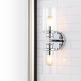 Spencer Edison 16.5" Cylinder Iron/Seeded Glass Farmhouse Contemporary LED Wall Sconce