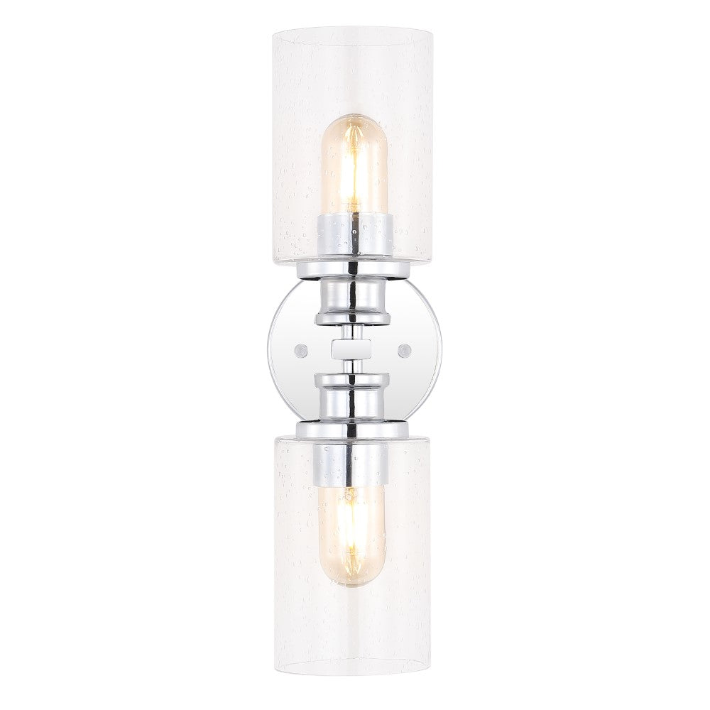 Spencer Edison 16.5" Cylinder Iron/Seeded Glass Farmhouse Contemporary LED Wall Sconce