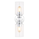 Spencer Edison 16.5" Cylinder Iron/Seeded Glass Farmhouse Contemporary LED Wall Sconce