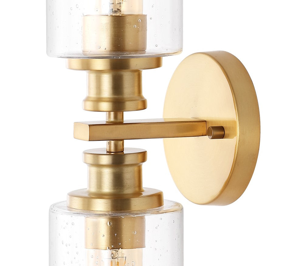 Spencer Edison 16.5" Cylinder Iron/Seeded Glass Farmhouse Contemporary LED Wall Sconce