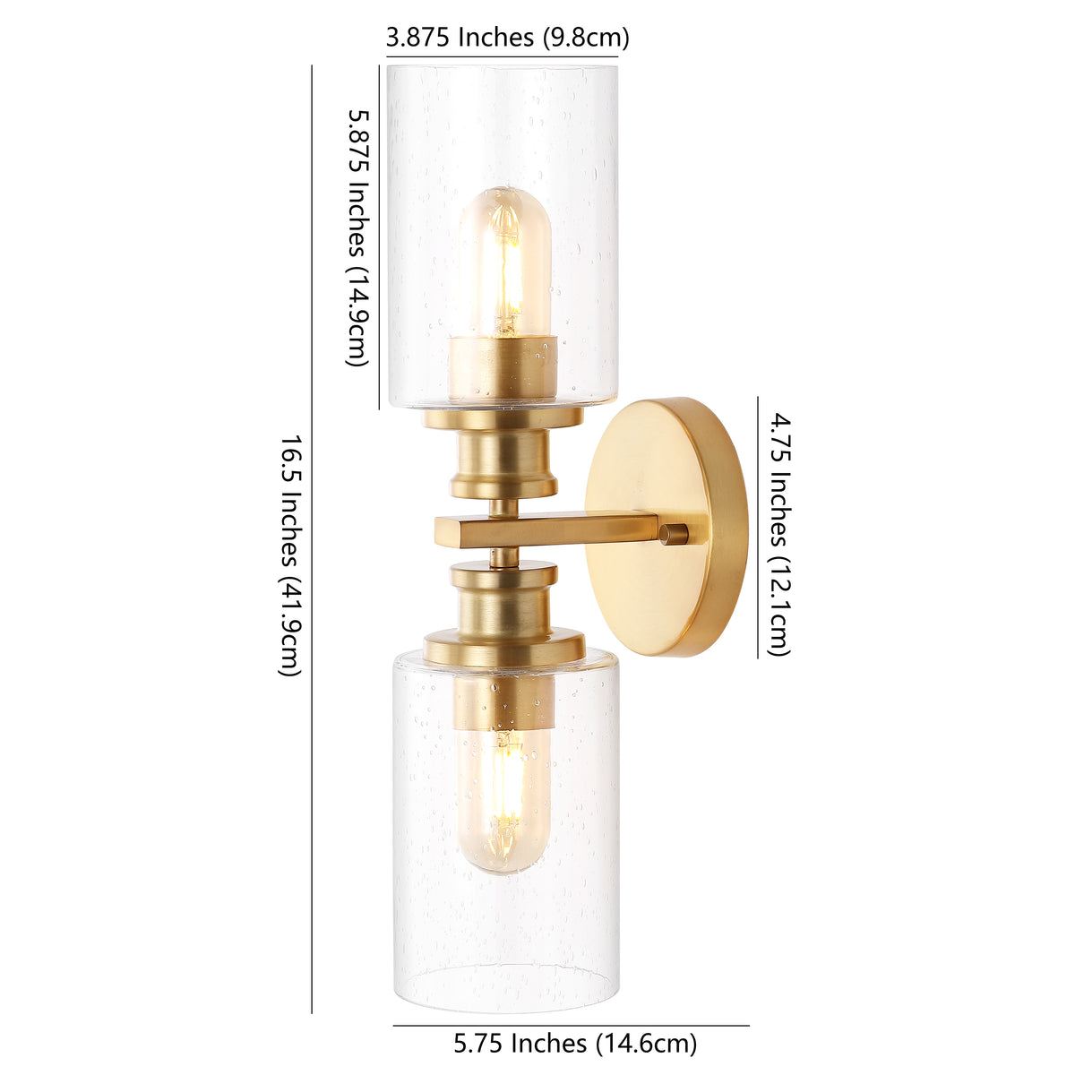Spencer Edison 16.5" Cylinder Iron/Seeded Glass Farmhouse Contemporary LED Wall Sconce