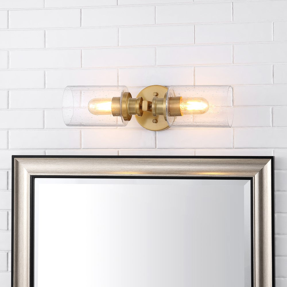Spencer Edison 16.5" Cylinder Iron/Seeded Glass Farmhouse Contemporary LED Wall Sconce