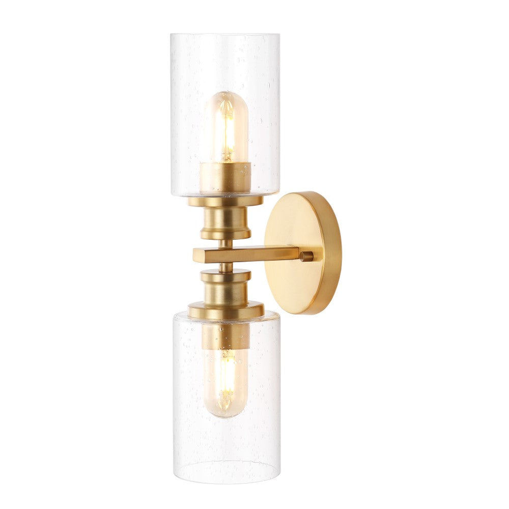Spencer Edison 16.5" Cylinder Iron/Seeded Glass Farmhouse Contemporary LED Wall Sconce
